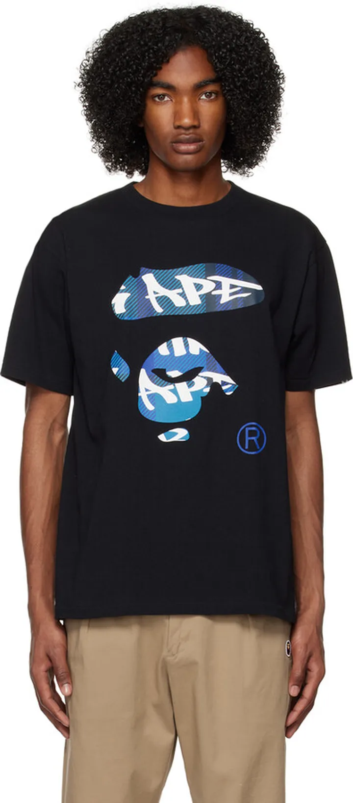 BAPE Black Graffiti Check Ape Face T-Shirt