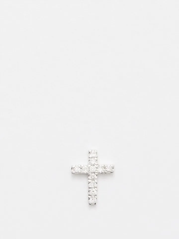 Cross Diamond & 18kt White Gold Charm