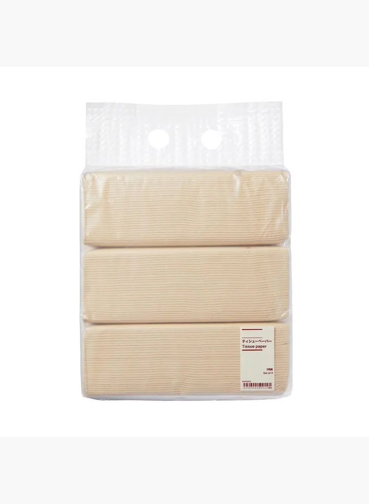 Desktop Tissue Paper, Set of 3, Beige