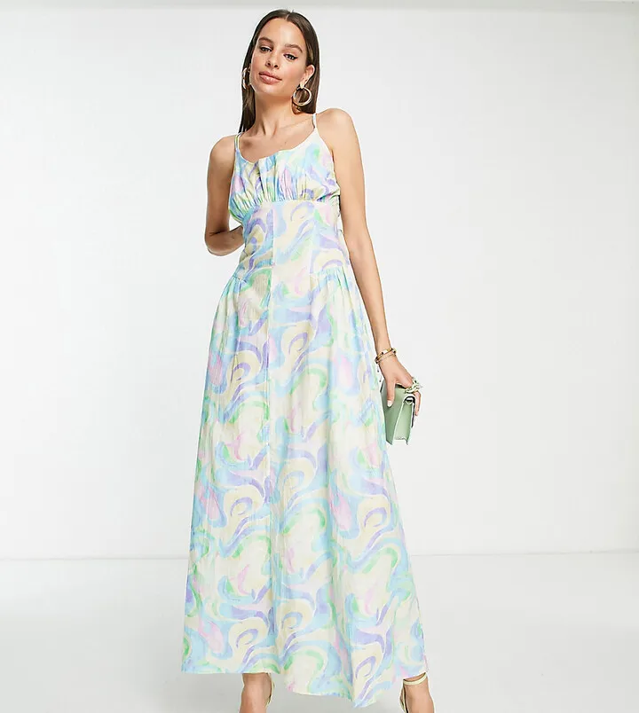 ASOS DESIGN Tall strappy back gathered waist maxi dress