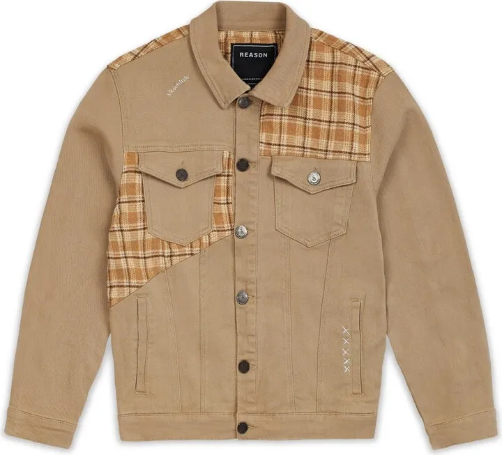 Reason Men's Applique Skull Denim Jacket