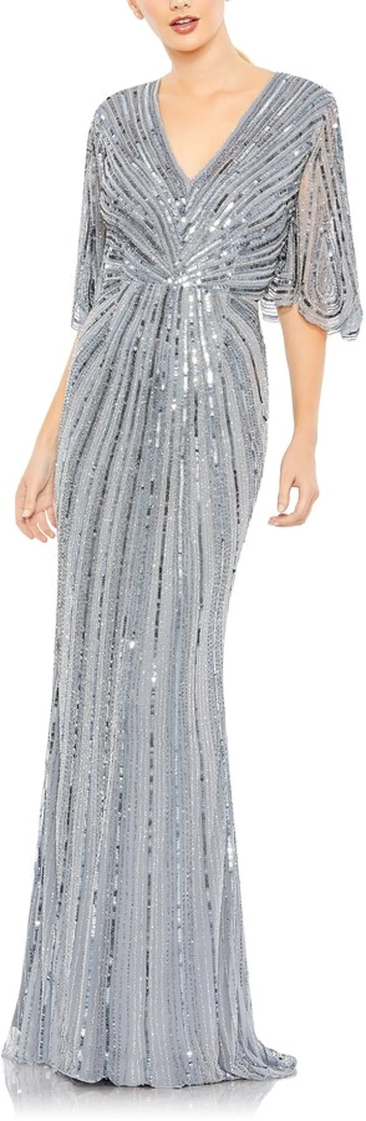 Wide Sleeve Sequin Gown