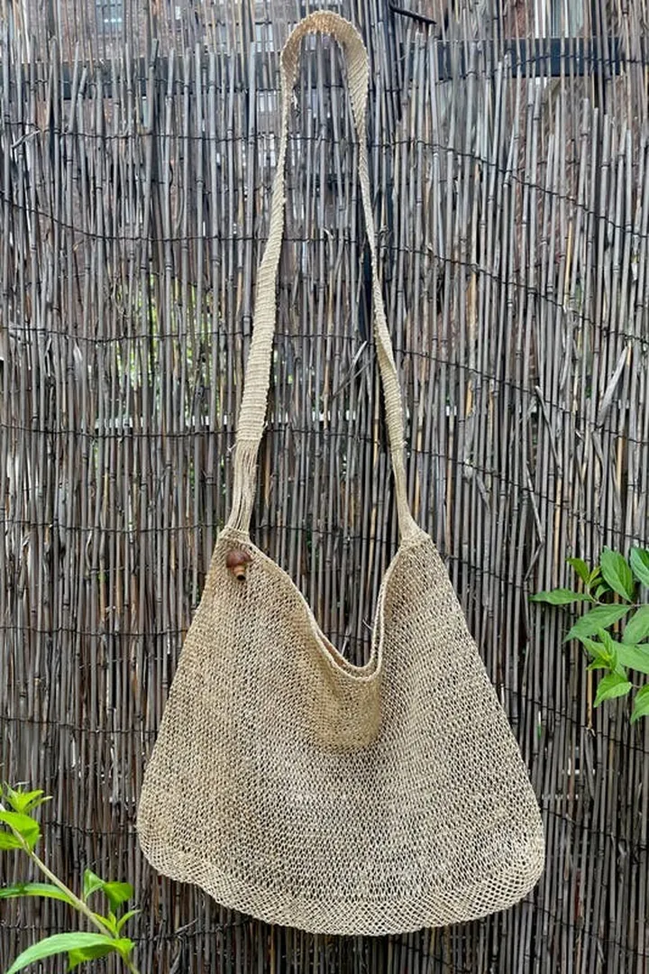 Miguelina Sustainable Eartha Bag with Avocado Keychain - Natural