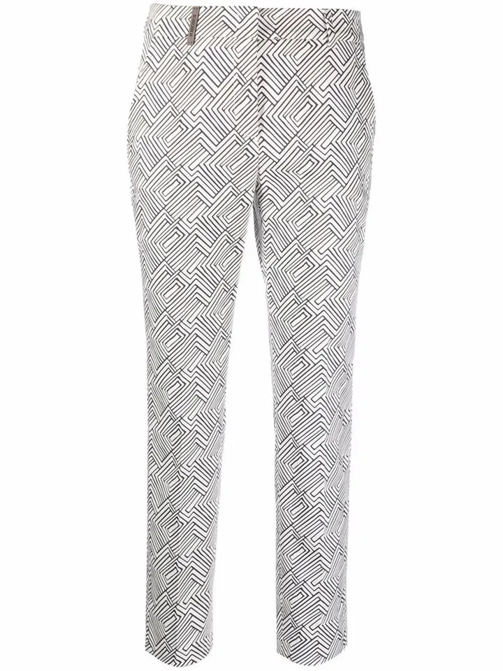 Graphic-Print Cropped Trousers