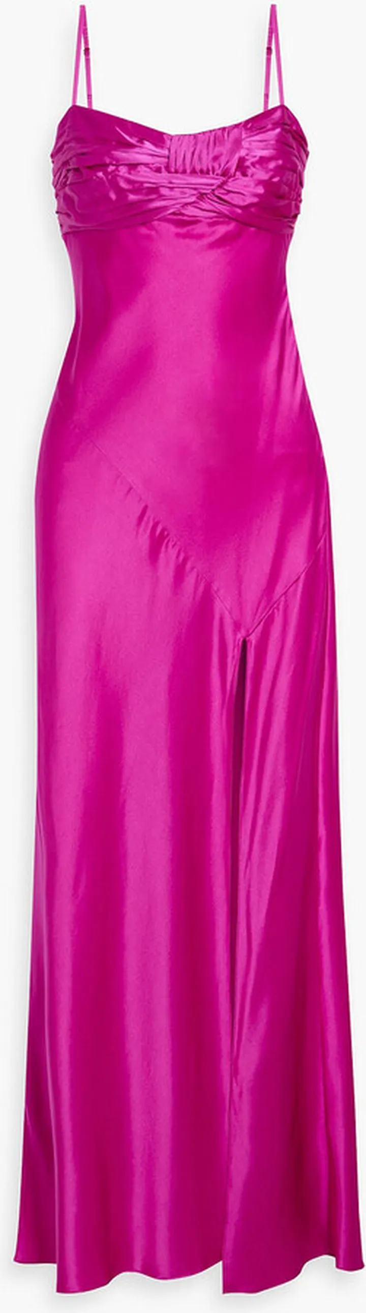 Aurelia gathered silk-satin maxi dress
