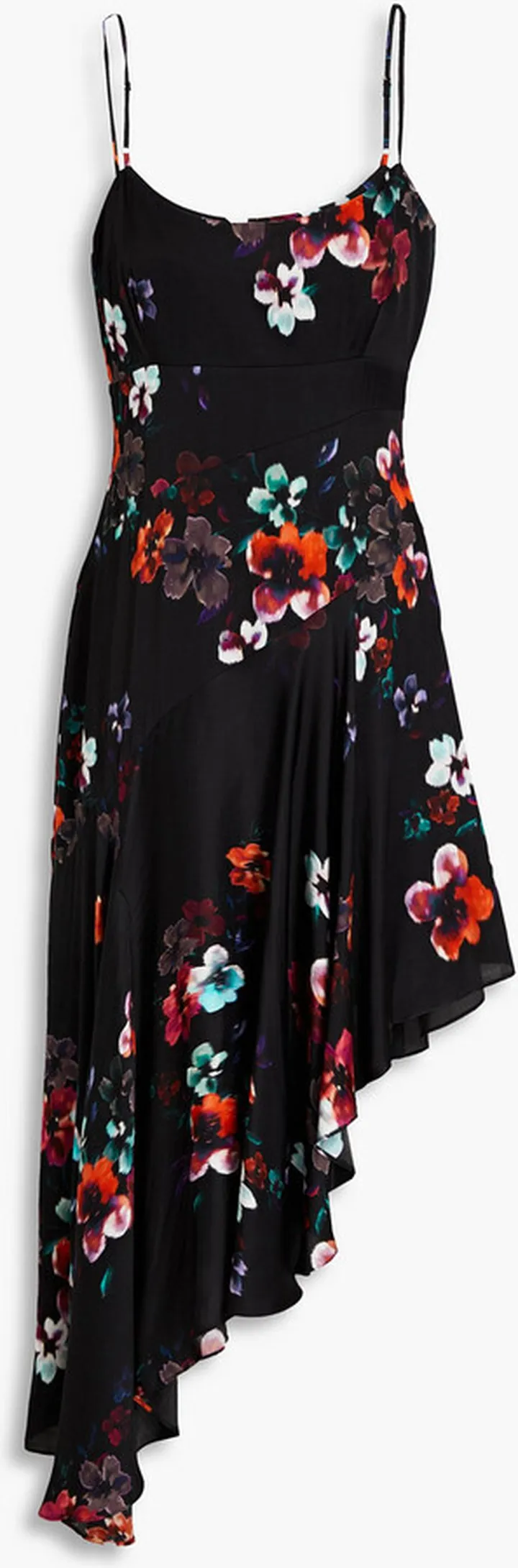 Anneli asymmetric floral-print sateen dress