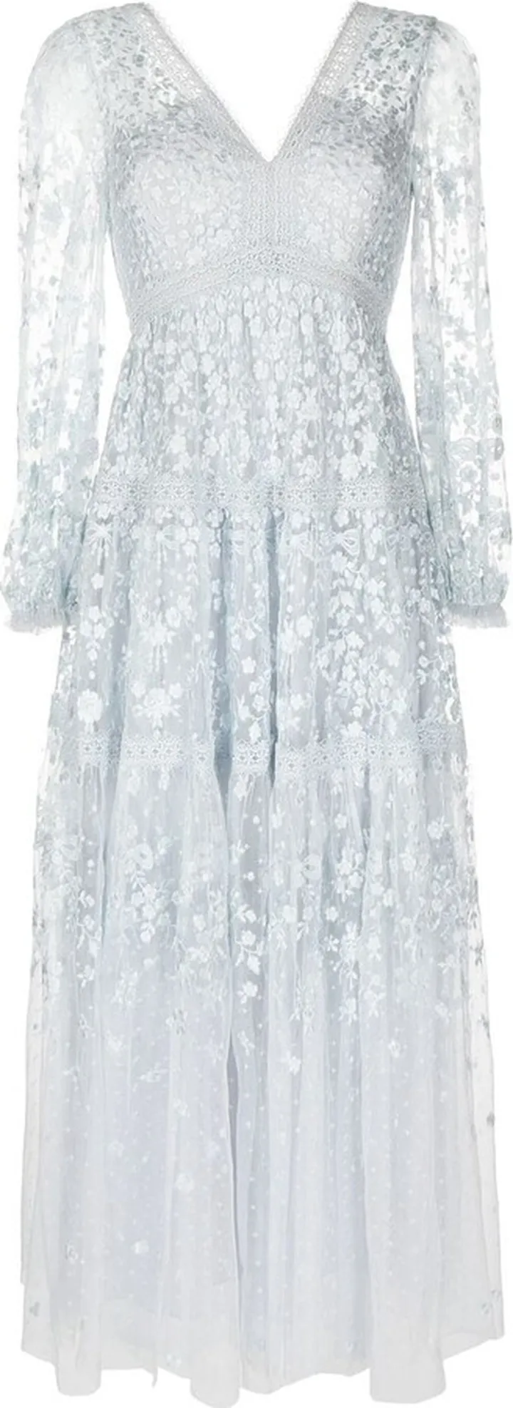 Celestia embroidered V-neck midi dress