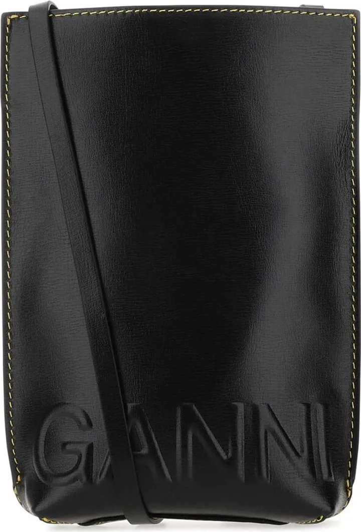 Ganni Logo Embossed Strapped Crossbody Bag