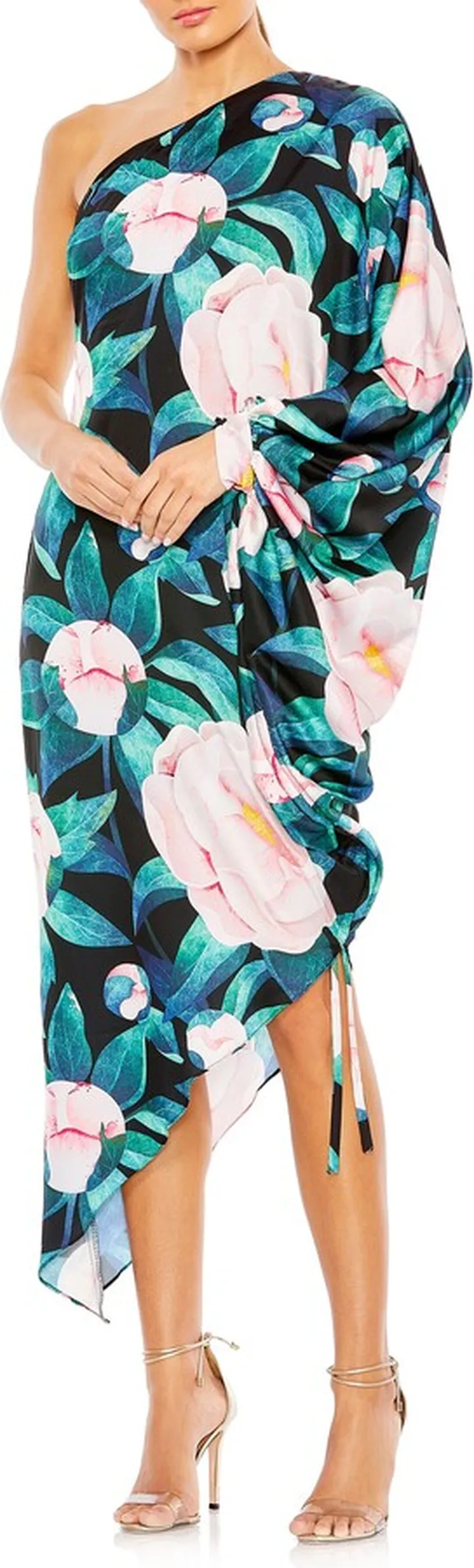 Floral One-Shoulder Asymmetric Cocktail Dress