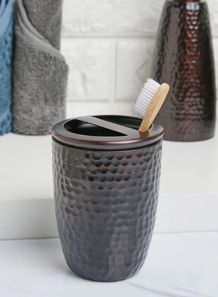 Allegra Hammered Dark Bronze Toothbrush Holder