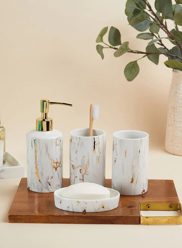 Marble Print Bathroom Set