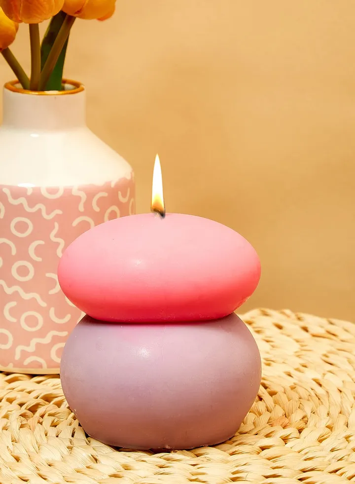 Pink & Purple Neon Pebble Candle