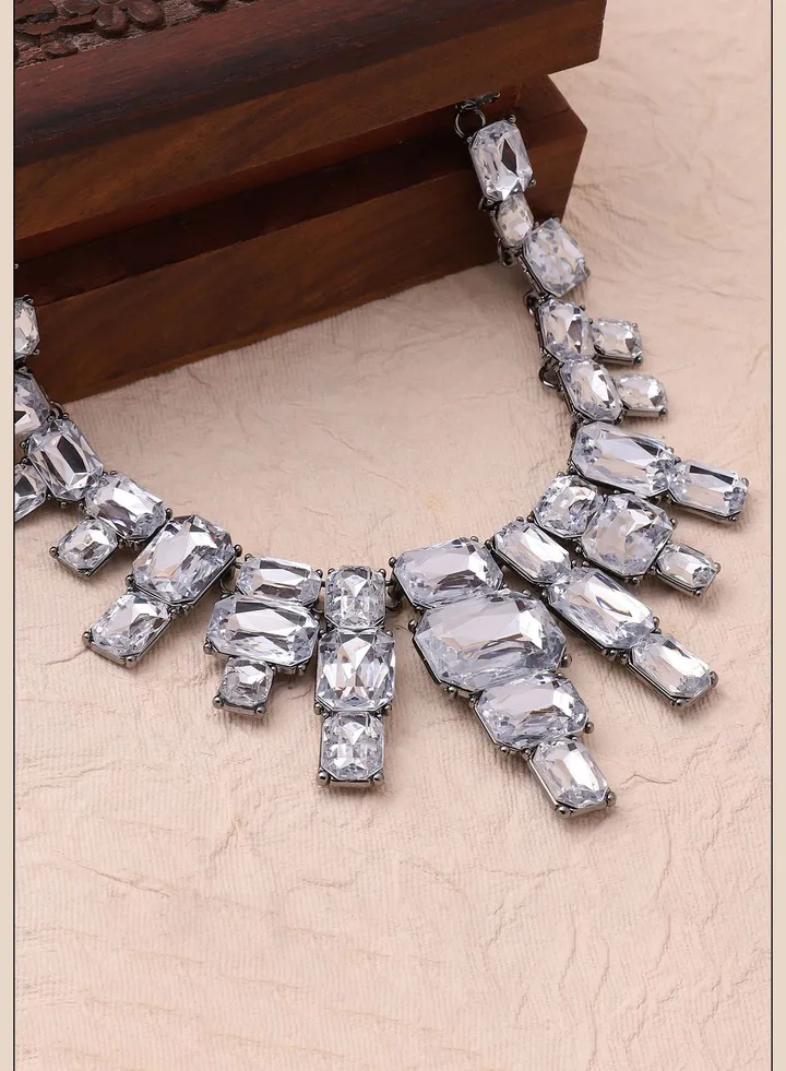 Silver Plated Designer Stone Necklace