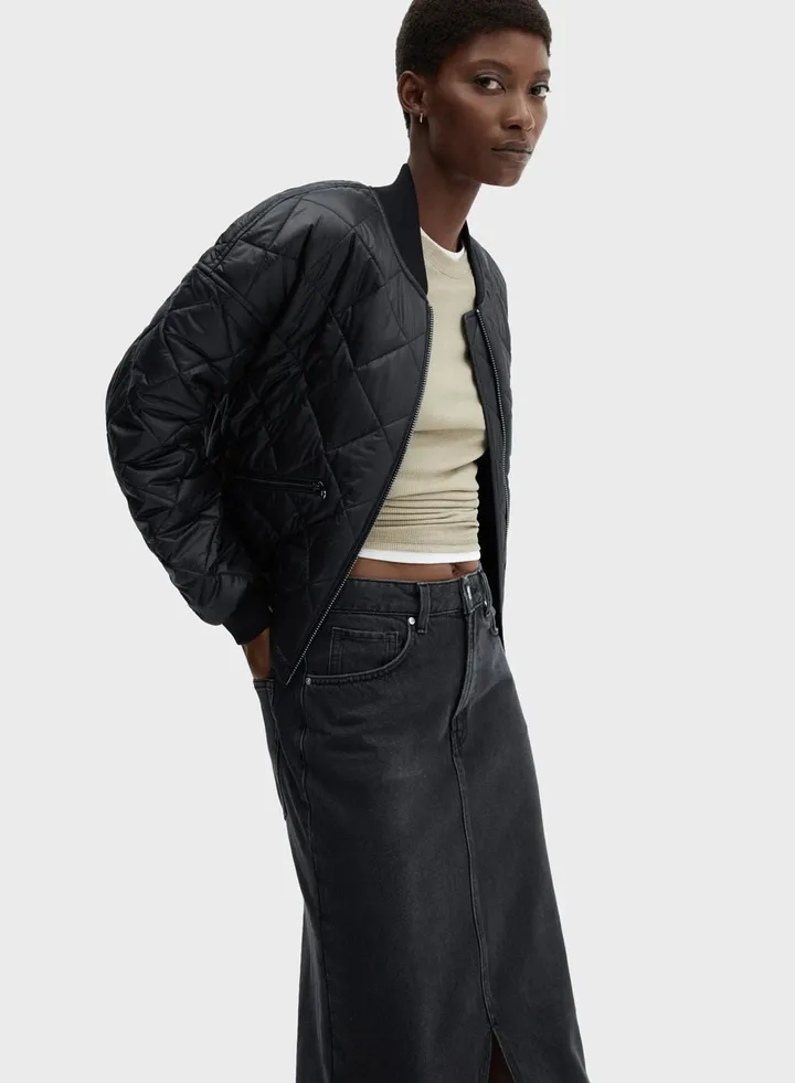 Knitted Puffer Bomber Jacket
