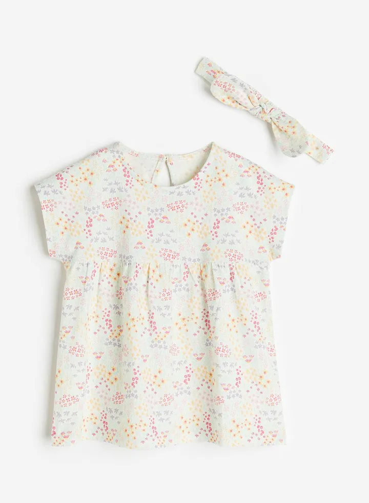 Kids Dress And Hairband Set