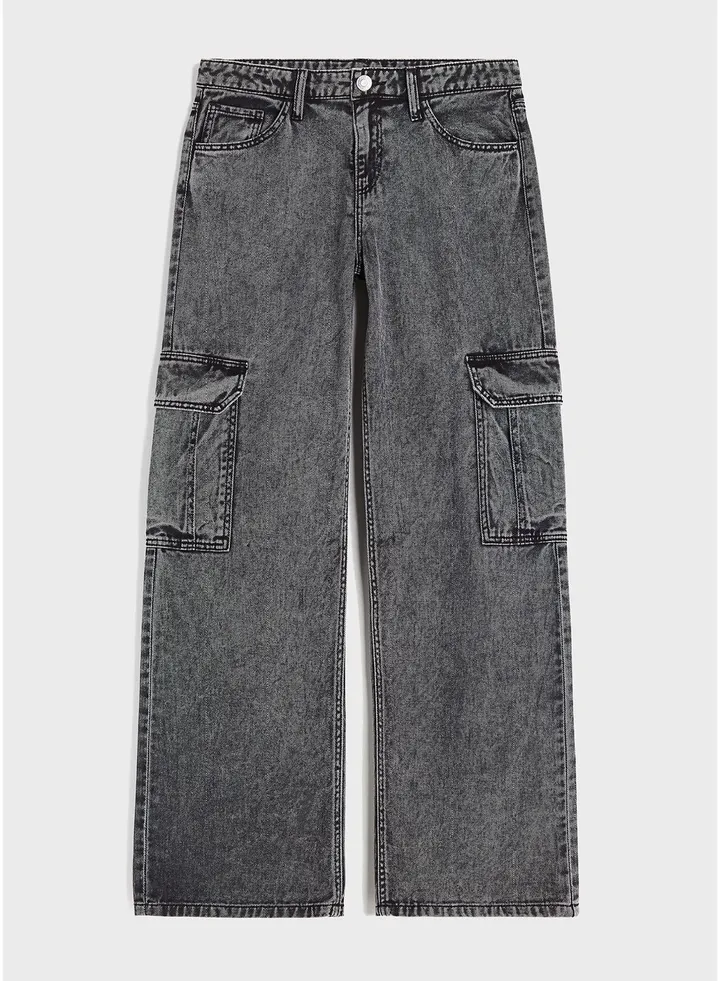 Kids Wide Leg Cargo Jeans