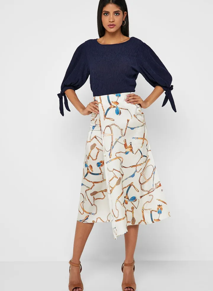 Chain Print Overlap Skirt