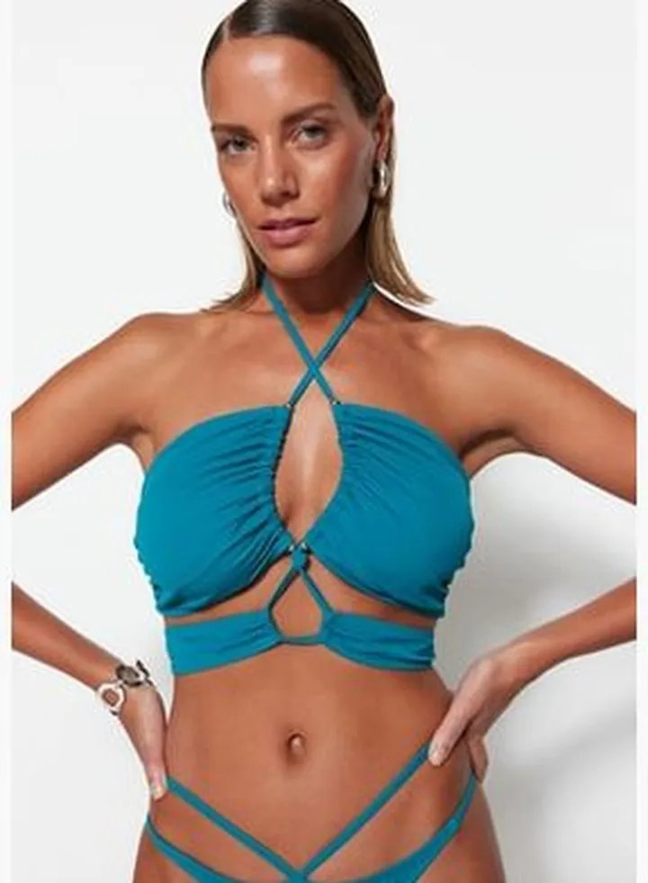 Petrol Strapless Tunnel Bikini Top TBESS22BU0335