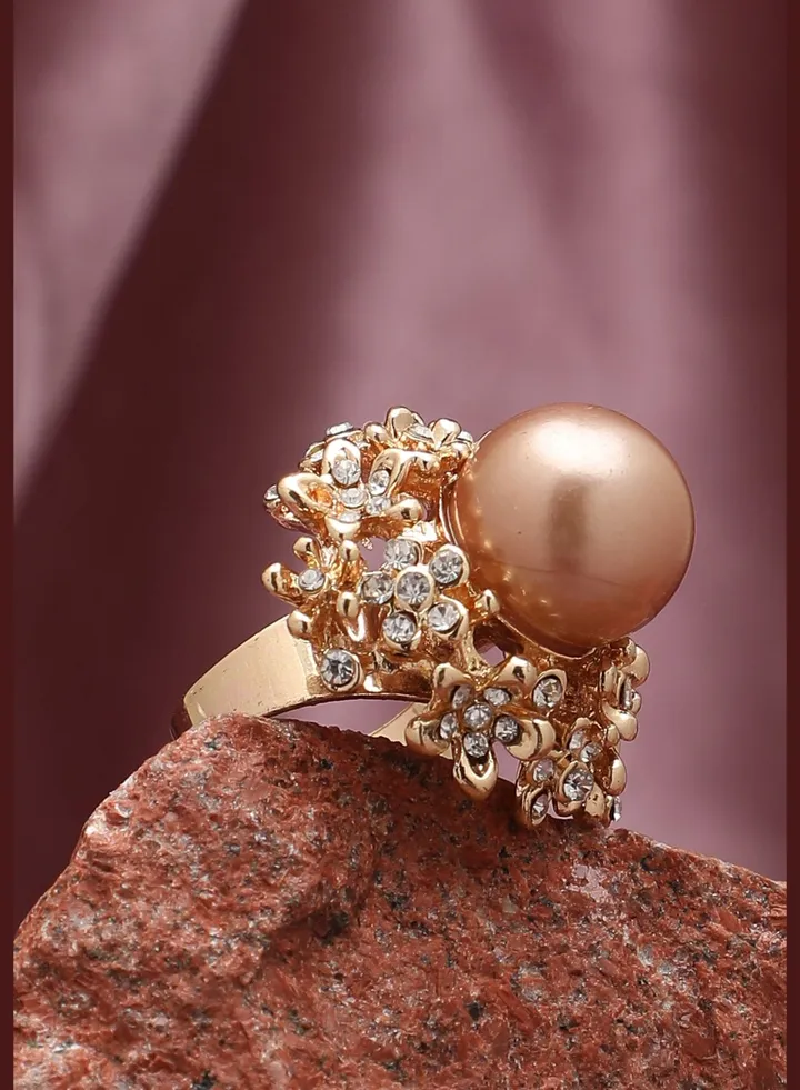 Gold Plated Pearls Ring