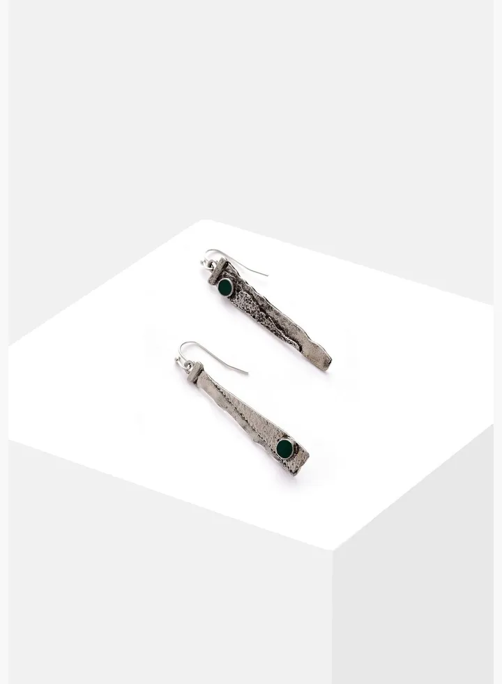 Silver Plated Designer Stone Drop Earrings