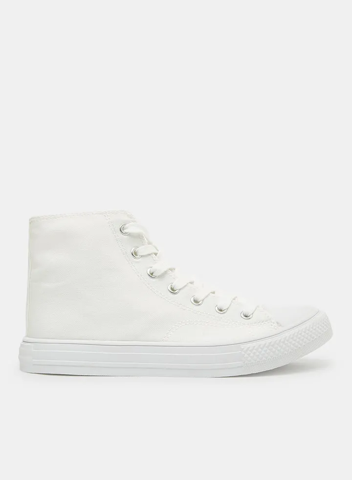 High Top Canvas Sneakers White