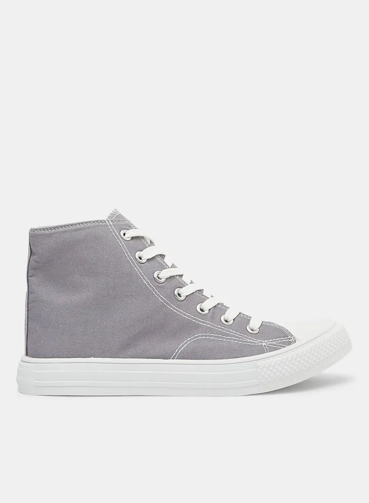High Top Canvas Sneakers Grey