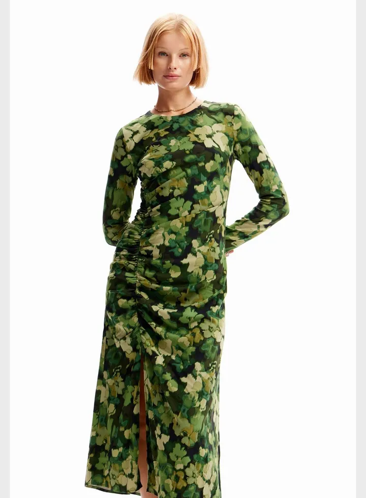 Floral Print Ruched Detail Dress