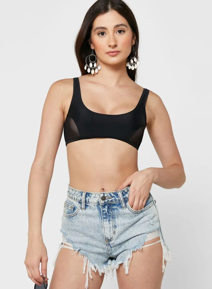 Mesh Insert Crop bikini Top