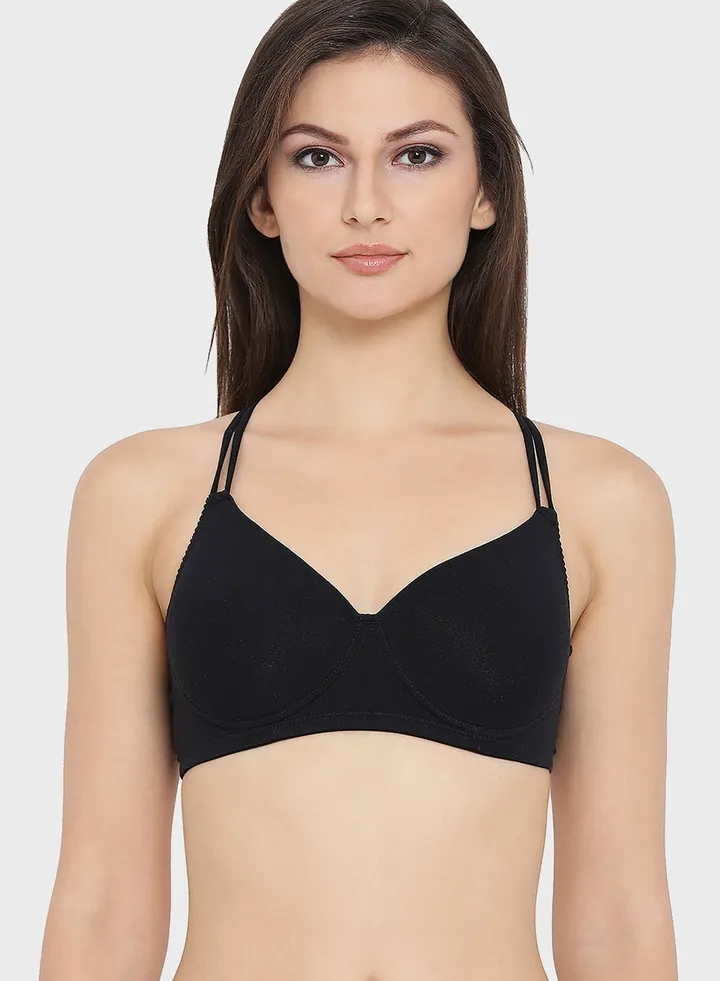 Cotton Padded Non-Wired T-Shirt Crossback Bra