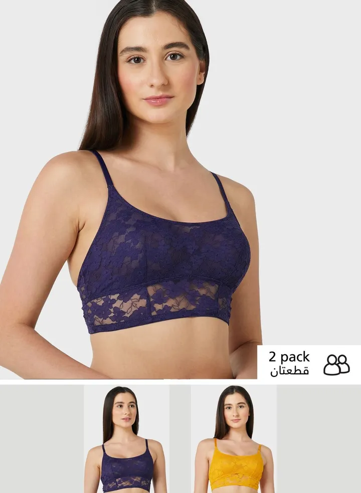 Tulle Lace Insert Bralette Set