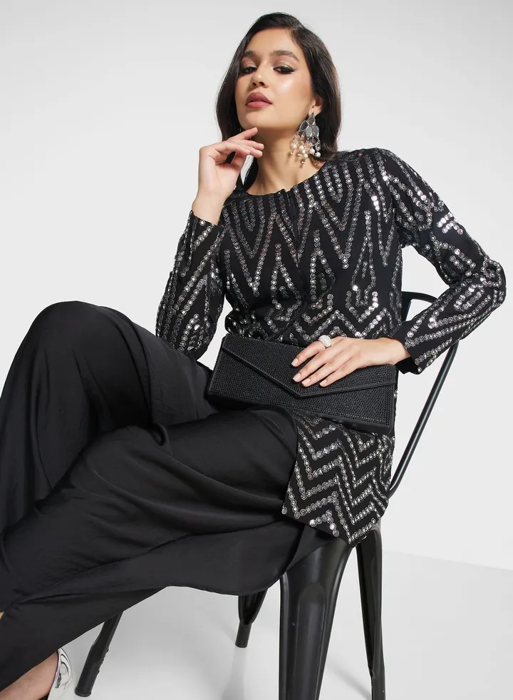 Embellished Top & Dhoti Set