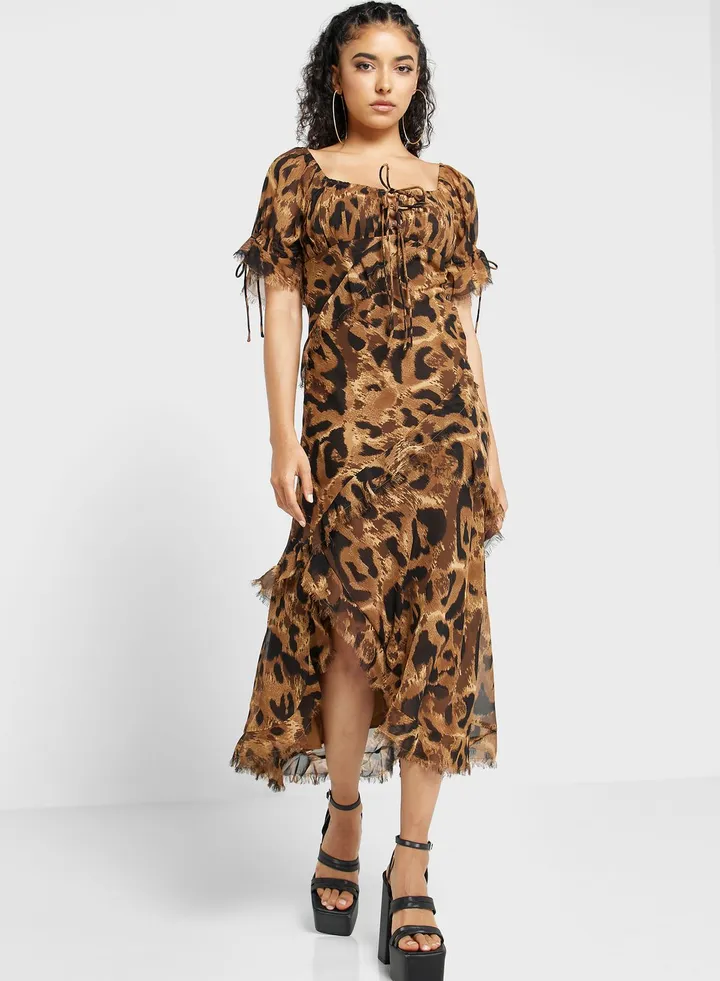 Leopard Print High Low Dress