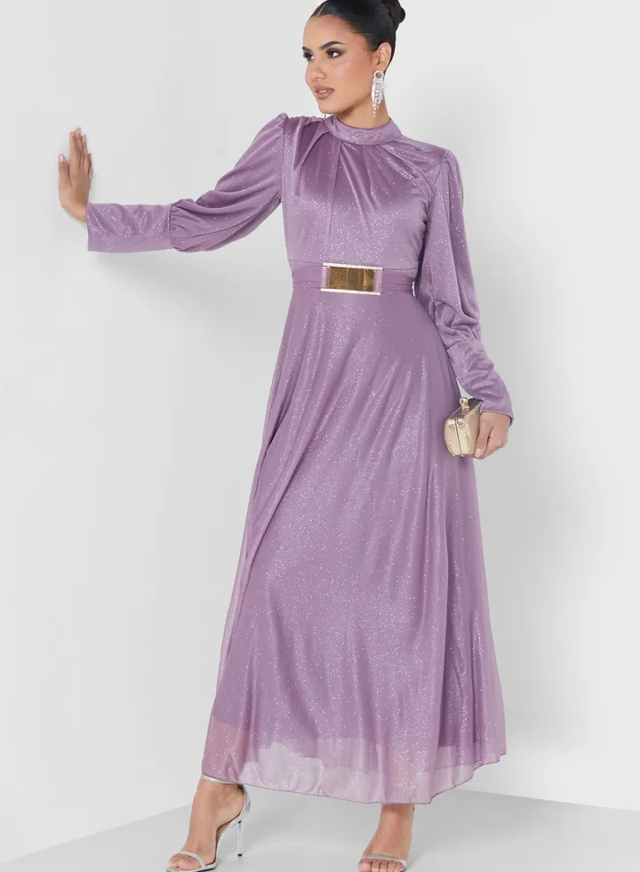 Shimmer Belted Dress