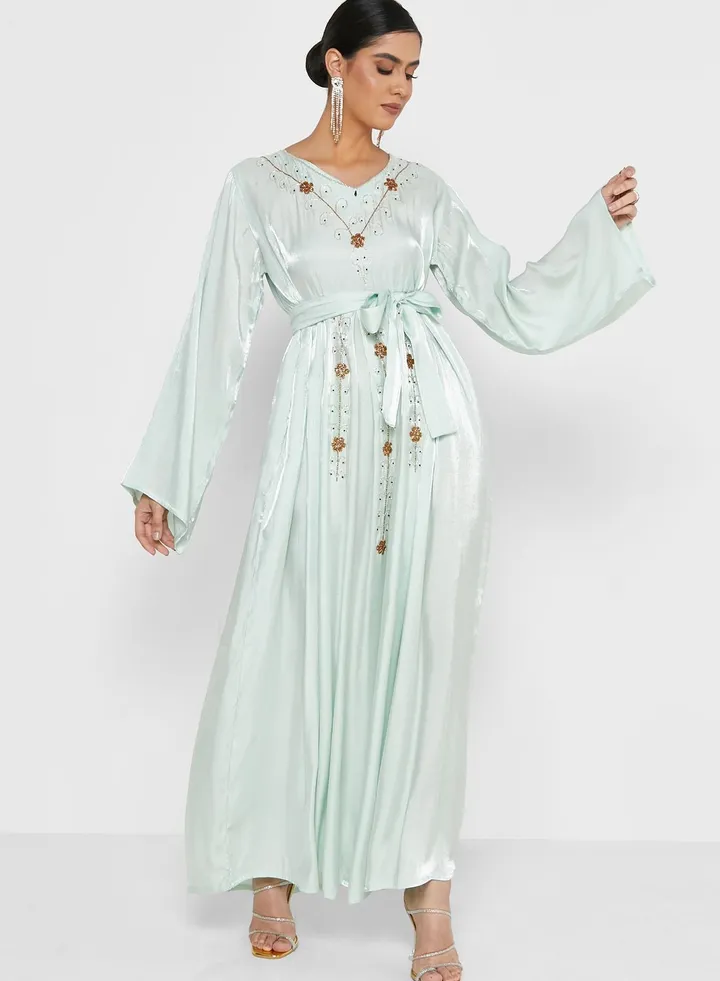 Embellished Belted Jalabiya