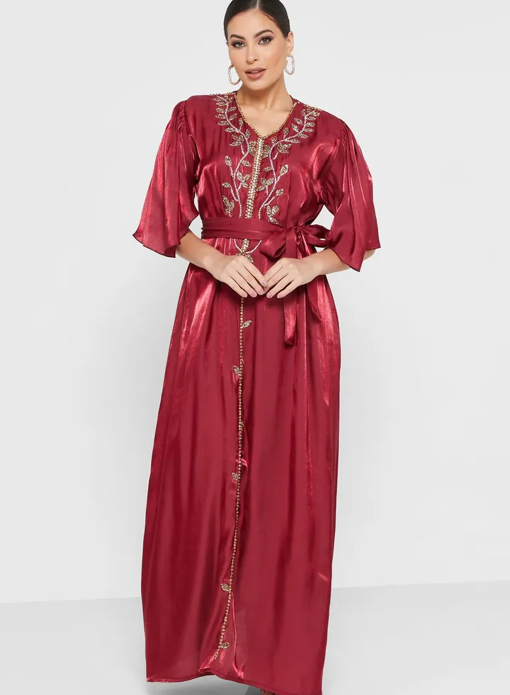 Embellished Belted Jalabiya