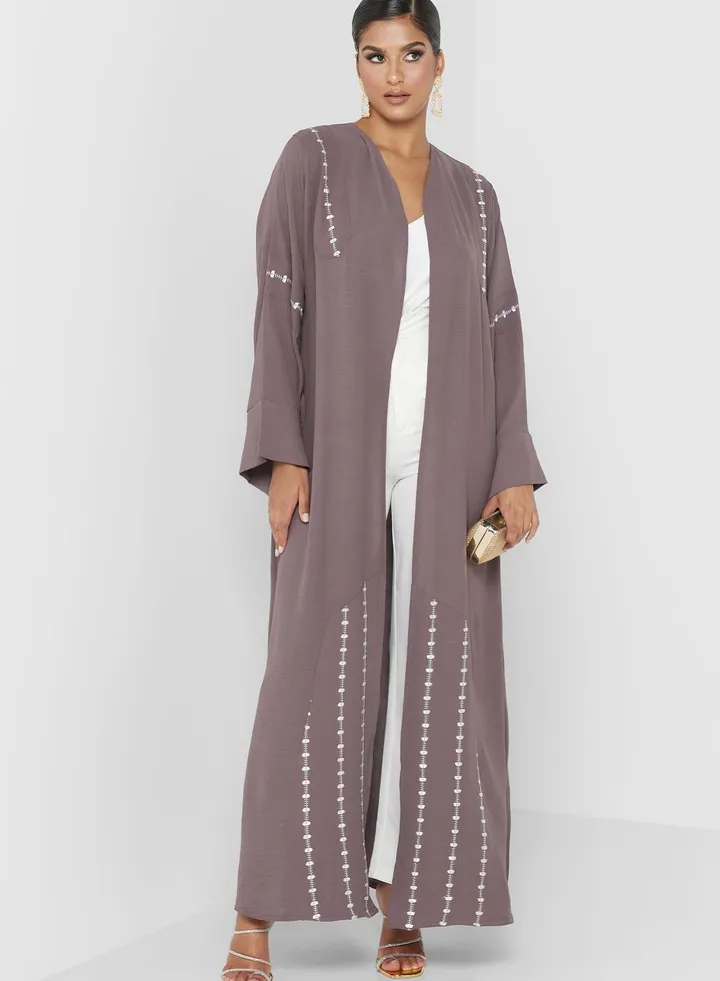 Embroidered Crinkled Abaya