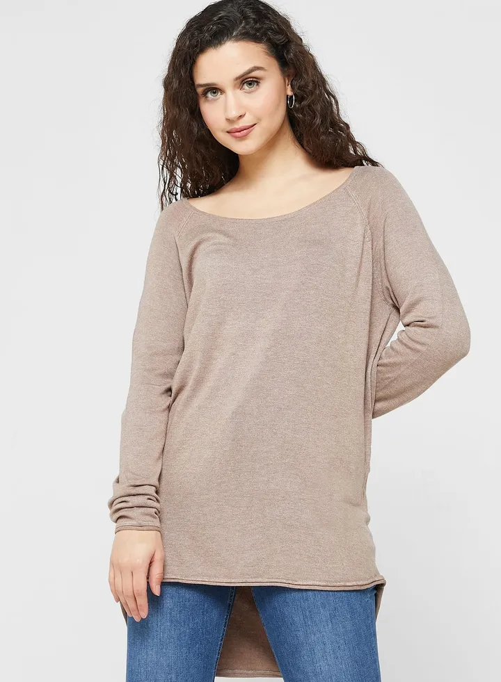 Boat Neck Knitted Sweater