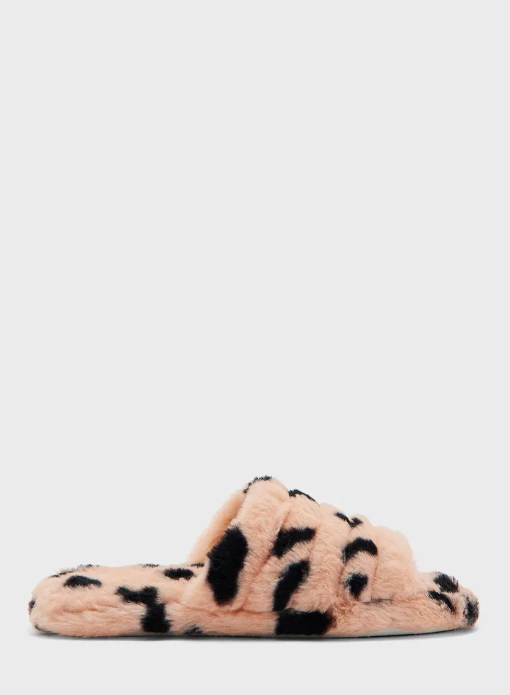 Spotty Fluffy Bedroom Slippers