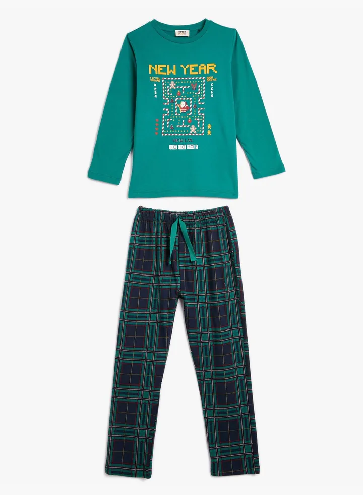 New Year Themed Pajamas Set 2 Pack Cotton