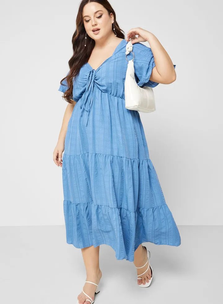 Ruched Detail Tiered Dress