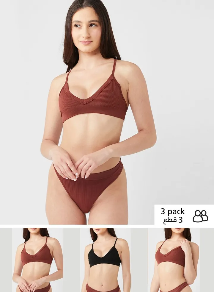 3 Pack Plunge Neck Bra