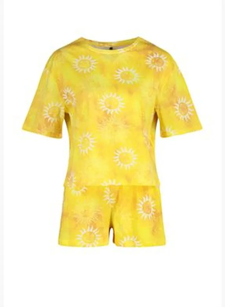 Orange 100% Cotton Galaxy Single Jersey Knitted Pajama Set
