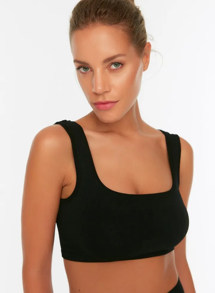 Ribbed Knitted Sports Bra