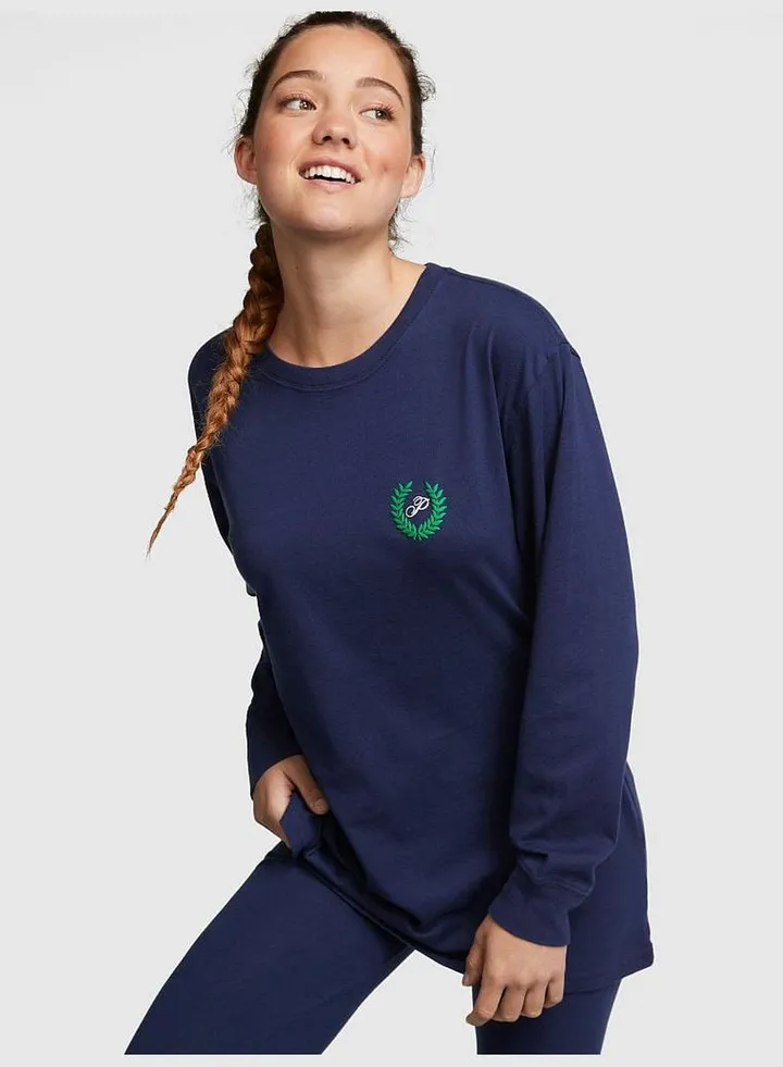 Oversized Long-Sleeve Campus Tee