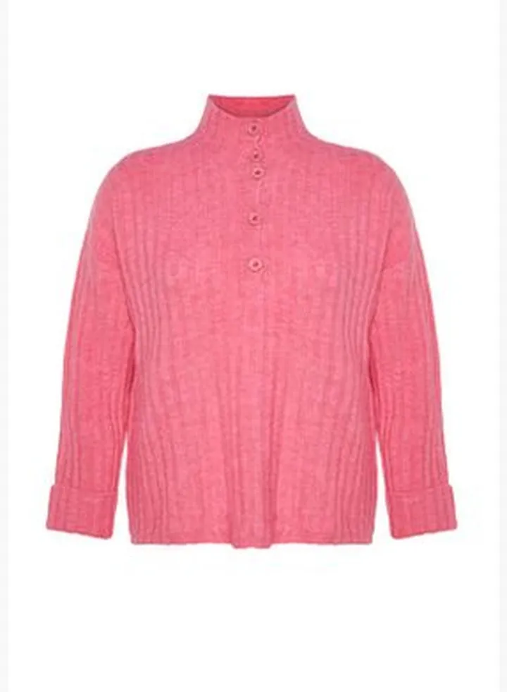 Pink Knitwear Plus Size Sweater TBBAW24AN00045