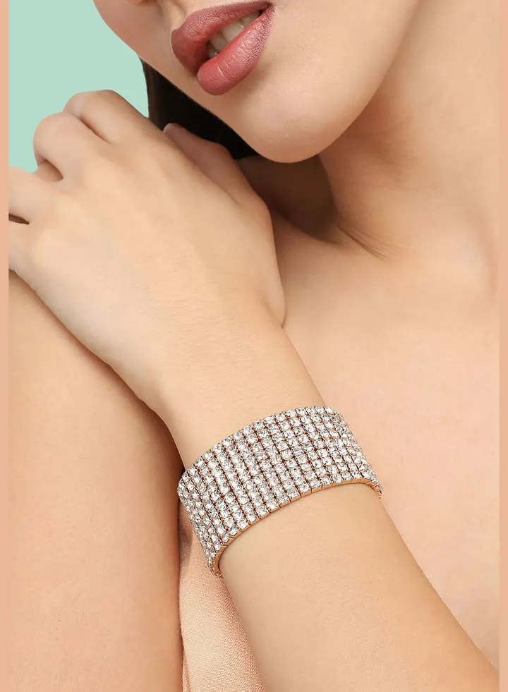 Gold Plated Designer Stone Party Bracelet For Women