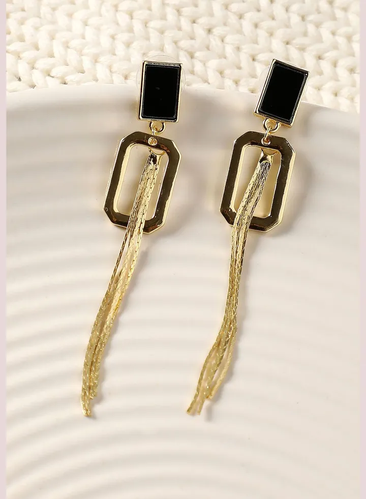 Gold Plated Party Designer Stone Drop Earring For Women