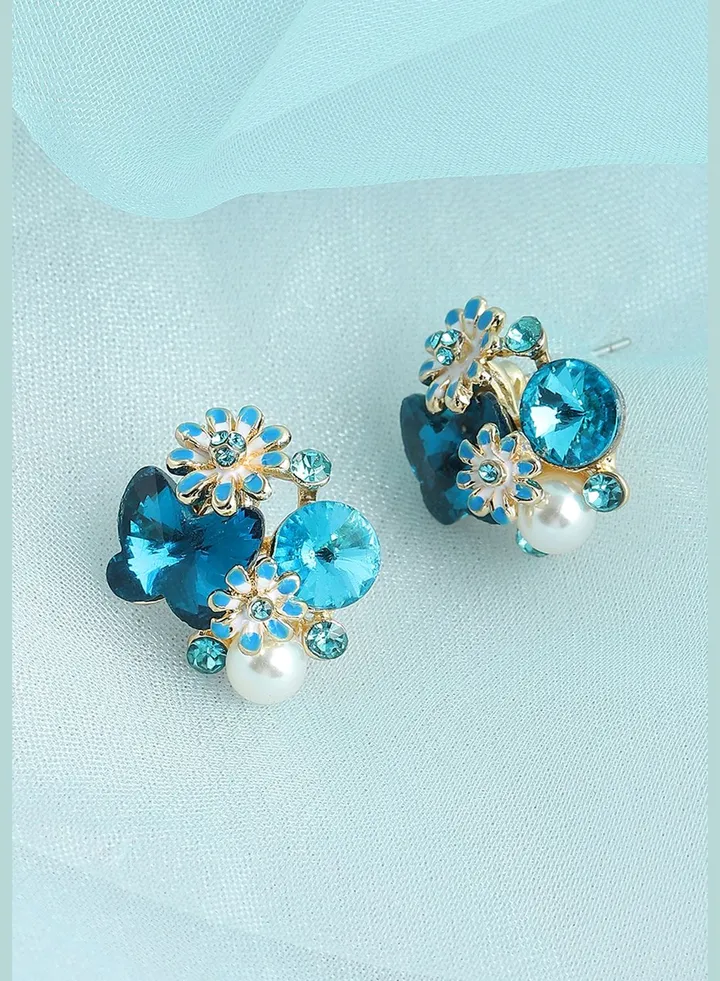 Gold Plated Party Designer Stone Stud For Women