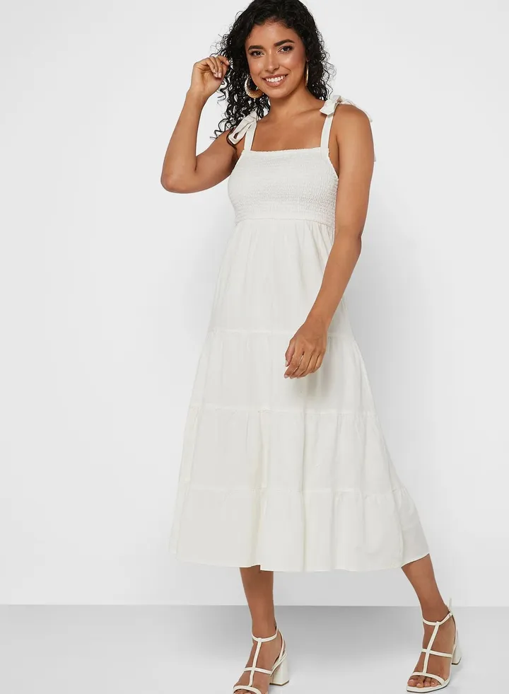 Tie Detail Ruffle Dress