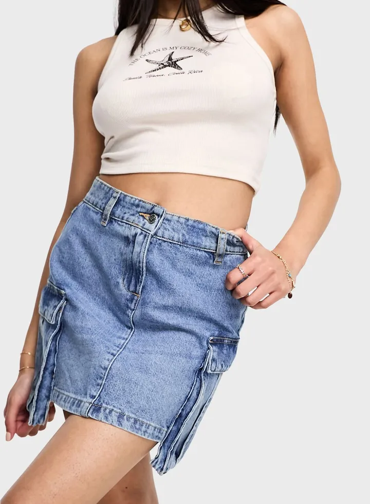 Pocket Detail High Waist Skirt